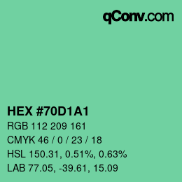 Farbcode: HEX #70D1A1 | qconv.com