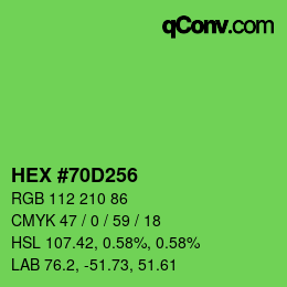 Farbcode: HEX #70D256 | qconv.com