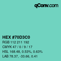Color code: HEX #70D3C0 | qconv.com