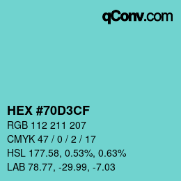 Color code: HEX #70D3CF | qconv.com