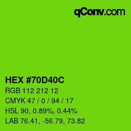 カラーコード: HEX #70D40C | qconv.com