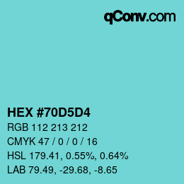 カラーコード: HEX #70D5D4 | qconv.com