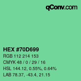 颜色代码: HEX #70D699 | qconv.com