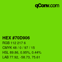 カラーコード: HEX #70D906 | qconv.com