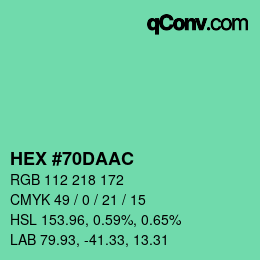 カラーコード: HEX #70DAAC | qconv.com