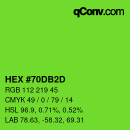 Color code: HEX #70DB2D | qconv.com