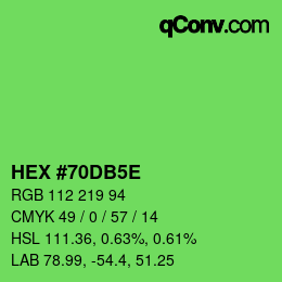 Code couleur: HEX #70DB5E | qconv.com