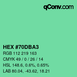 Color code: HEX #70DBA3 | qconv.com