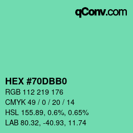 カラーコード: HEX #70DBB0 | qconv.com