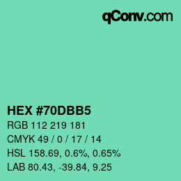 Color code: HEX #70DBB5 | qconv.com