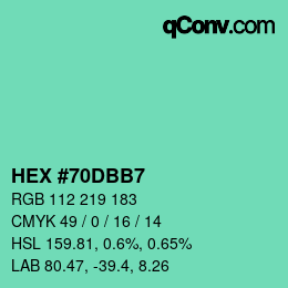 Color code: HEX #70DBB7 | qconv.com