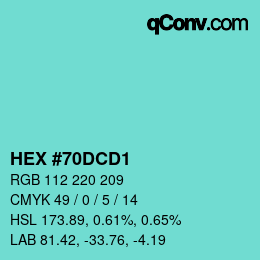 颜色代码: HEX #70DCD1 | qconv.com