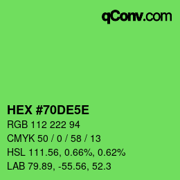 Color code: HEX #70DE5E | qconv.com