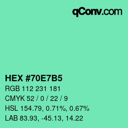 カラーコード: HEX #70E7B5 | qconv.com