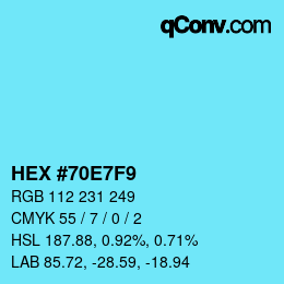 颜色代码: HEX #70E7F9 | qconv.com