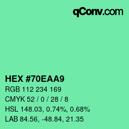 カラーコード: HEX #70EAA9 | qconv.com