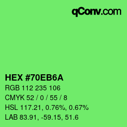 颜色代码: HEX #70EB6A | qconv.com