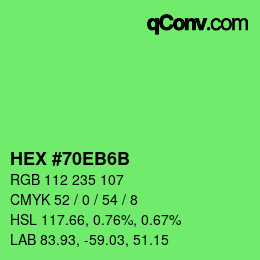 Color code: HEX #70EB6B | qconv.com