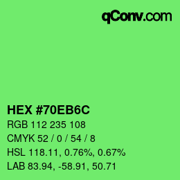 Color code: HEX #70EB6C | qconv.com