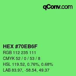 Color code: HEX #70EB6F | qconv.com