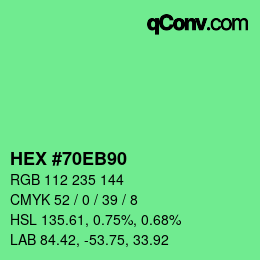 颜色代码: HEX #70EB90 | qconv.com