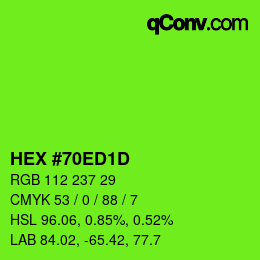 Color code: HEX #70ED1D | qconv.com