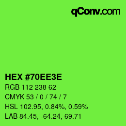 Color code: HEX #70EE3E | qconv.com