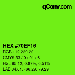 Color code: HEX #70EF16 | qconv.com