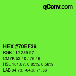 Farbcode: HEX #70EF39 | qconv.com