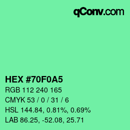 Color code: HEX #70F0A5 | qconv.com