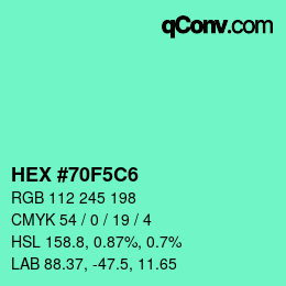 Color code: HEX #70F5C6 | qconv.com
