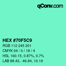 Color code: HEX #70F5C9 | qconv.com
