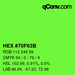 Color code: HEX #70F63B | qconv.com