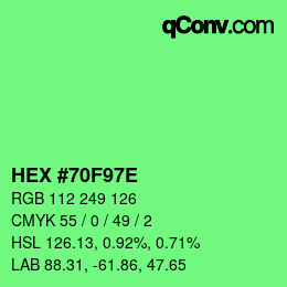 Color code: HEX #70F97E | qconv.com