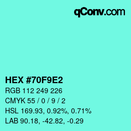 颜色代码: HEX #70F9E2 | qconv.com