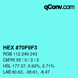 Color code: HEX #70F9F3 | qconv.com