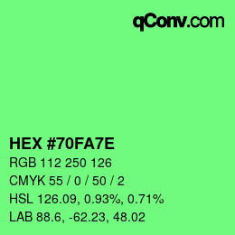 Color code: HEX #70FA7E | qconv.com