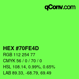 Color code: HEX #70FE4D | qconv.com