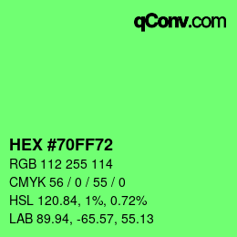 Código de color: HEX #70FF72 | qconv.com