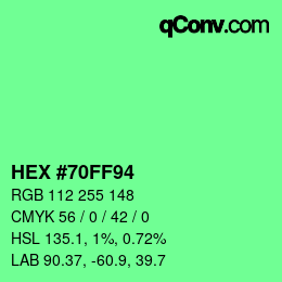 Color code: HEX #70FF94 | qconv.com