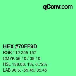 Color code: HEX #70FF9D | qconv.com