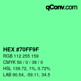 Color code: HEX #70FF9F | qconv.com