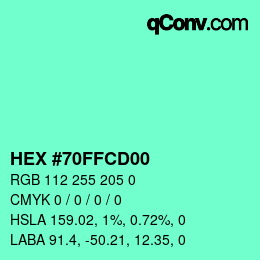 Farbcode: HEX #70FFCD00 | qconv.com