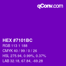 颜色代码: HEX #7101BC | qconv.com