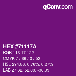 颜色代码: HEX #71117A | qconv.com