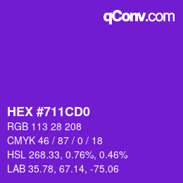 Farbcode: HEX #711CD0 | qconv.com