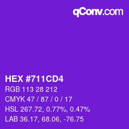 Code couleur: HEX #711CD4 | qconv.com