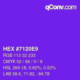 Color code: HEX #7120E9 | qconv.com