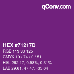 颜色代码: HEX #71217D | qconv.com