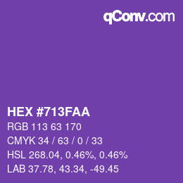 Color code: HEX #713FAA | qconv.com